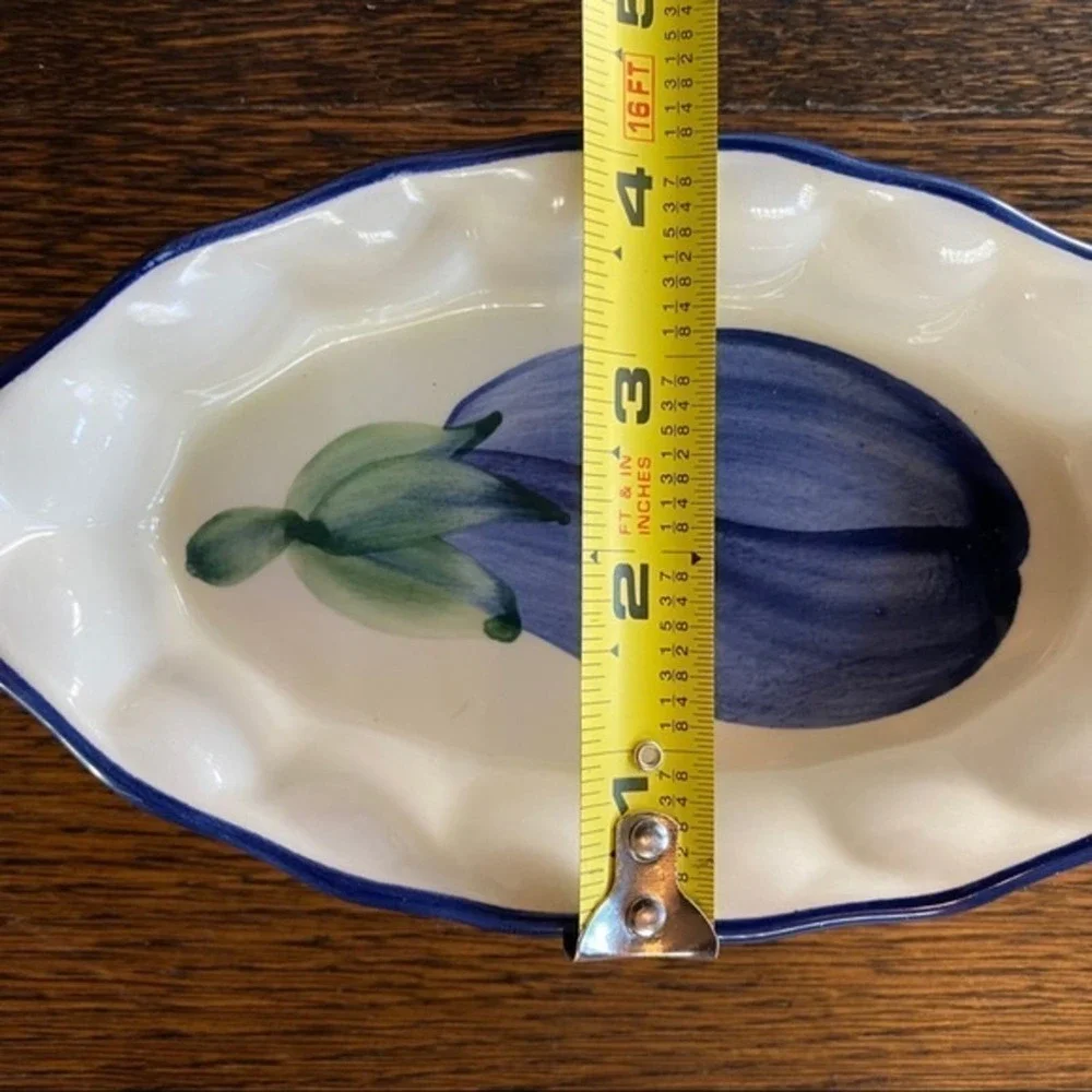 JRM Italian‎ Hand Painted Ceramica - Oval Eggplant